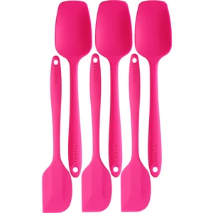 Silikon Kaşık Spatula Seti Yanmaz Yapışmaz Çizmez Fuşya 6'lı