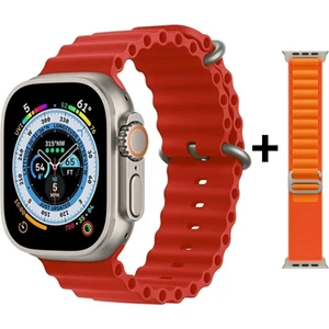Watch 8 Ultra Kırmızı Akıllı Saat Iphone ve Android Tüm Telefonlara Uyumlu