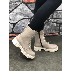 Hakiki Deri Kışlık Kauçuk Taban Postal Kadın Bot