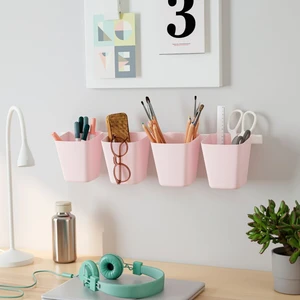 Renk Seçenekli Kutu, Açık Pembe Renk Askılı Kaşıklık 12X11 cm Çok Amaçlı Düzenleyici