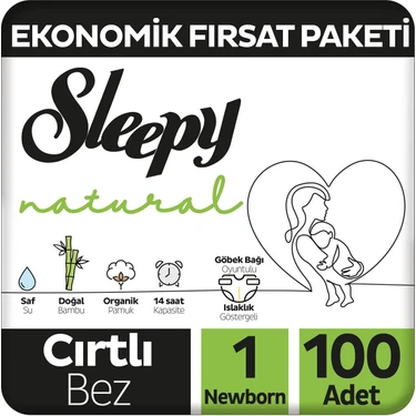 Sleepy Natural Ekonomik Fırsat Paketi Bebek Bezi 1 Numara Newborn 100