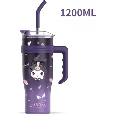 Beautifyy Kızlar Için Kuromi Thermos Cup, Büyük Kapasiteli Saman, Erkekler Için Buz Kupası, Soğuk