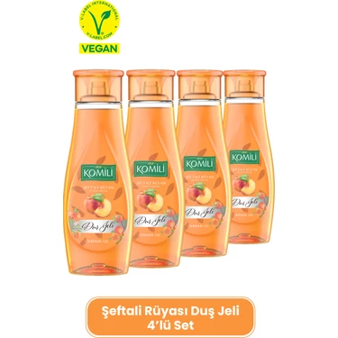 Komili Şeftali Rüyası Vegan Duş Jeli 4'lü Set - Şeftali ve Yaz Meyveleri Kokulu - 4 x 500