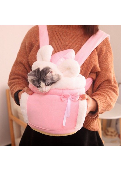 Pembe L (6 kg Içinde) Pet Kedi Çantası Sevimli Hayvan Taşıma Köpek Kedi Kış Sıcak Peluş Seyahat Çantası Göğüs Çantası Nefes Kedi Hayvan Taşıma Sırt Çantası (Yurt Dışından)