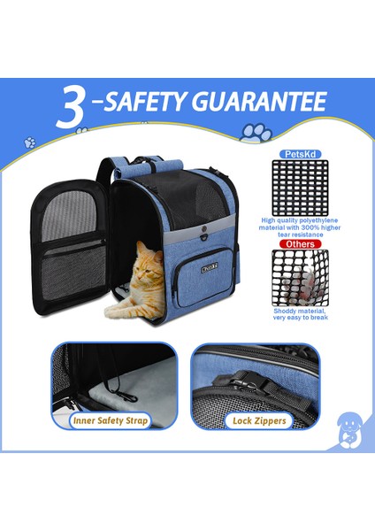 Mavi Pestskd Kedi Sırt Çantası Taşıyıcı Çift Omuz Evcil Hayvan Çantası Fermuarlı ve Nefes Örgü Pet Sırt Çantası Köpek Yürüyüş Seyahat Çantası (Yurt Dışından) fırsatları