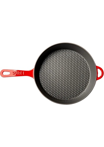 Kapaklı Döküm Tava 28CM Kırmızı