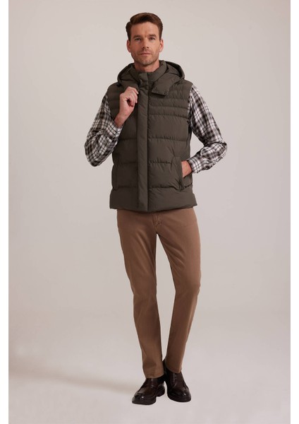 Erkek Haki Yeşil Regular Fit Yelek