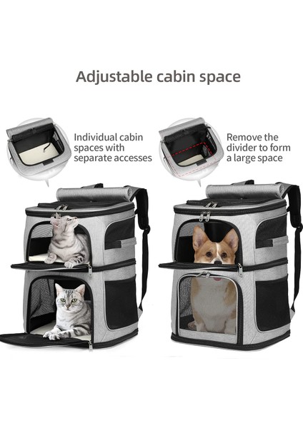 A L Çift Katmanlı Kedi Taşıyıcı Sırt Çantası Çıkarılabilir Kedi Taşıyıcı 2 Kediler Için Küçük Orta Köpekler Kediler Nefes Pet Sırt Çantası Seyahat Çantası (Yurt Dışından) modelleri