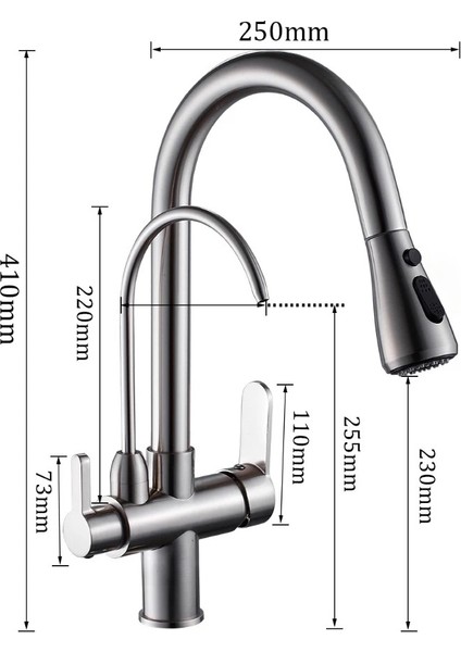 Mutfak Evye Bataryası Dual Flow Su Arıtma Çıkışlı Krom Dijital Led Fiskiyeli fırsatları