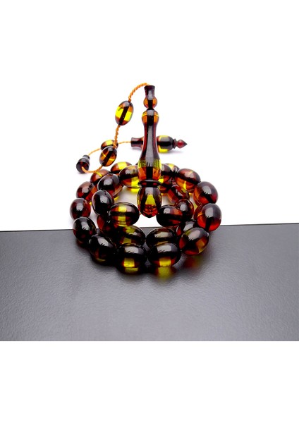 Usta Işçilikli Sarı Sürmeli Sıkma Kehribar Tesbih fiyatları