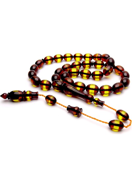 Usta Işçilikli Sarı Sürmeli Sıkma Kehribar Tesbih modelleri