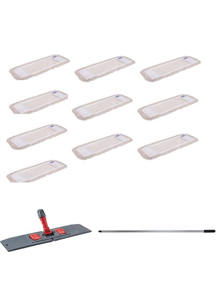 Tablet Palet Nemli Yedek Mop Takımı Seti - 10 Ad 40 Cm. Nemli Mop + Katlanır Aparat + Metal Sap