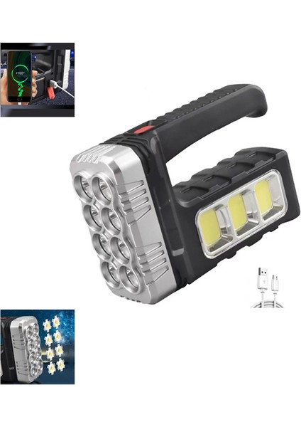 Telefon Şarj Edebilir Güneş Solar Panelli Şarjlı LED Li 3 Mod Aydınlatma Fener LED Lamba (13,7 cm x 4,9 cm x 9,6 Cm)