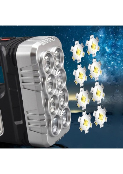 Telefon Şarj Edebilir Güneş Solar Panelli Şarjlı LED Li 3 Mod Aydınlatma Fener LED Lamba (13,7 cm x 4,9 cm x 9,6 Cm)