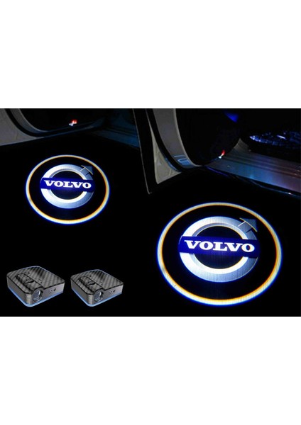 Volvo Kapı Logosu Yeni Nesil Mesafe Sensörlü Pilli Ön 2 Kapı Için Karbon Görünümlü