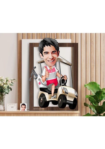 Kişiye Özel Erkek Golfcü Karikatürlü 3D Ahşap Tablo-6, Sevgiliye Hediye, Arkadaşa Hediye, Doğum Günü Hediyesi fiyatları