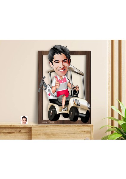 Kişiye Özel Erkek Golfcü Karikatürlü 3D Ahşap Tablo-6, Sevgiliye Hediye, Arkadaşa Hediye, Doğum Günü Hediyesi modelleri