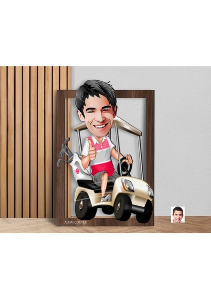 Kişiye Özel Erkek Golfcü Karikatürlü 3D Ahşap Tablo-6, Sevgiliye Hediye, Arkadaşa Hediye, Doğum Günü Hediyesi fırsatları