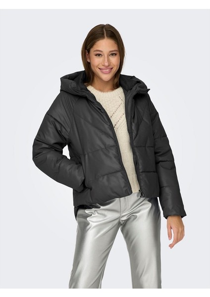 Onlnewanja Faux Leather Puffer Kadın Mont