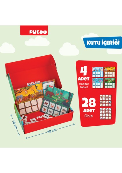 Habitat Bingo / Eğitici ve Eğlenceli Oyuncak / Hayvanları Öğreten Eşleştirme Oyunu / 32 Parça