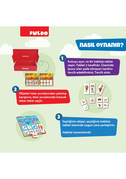 Habitat Bingo / Eğitici ve Eğlenceli Oyuncak / Hayvanları Öğreten Eşleştirme Oyunu / 32 Parça