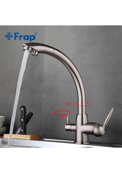 Mutfak Evye Bataryası Dual Flow Su Arıtma Çıkışlı Mat Krom Nikel 5 Yıl Güvenceli