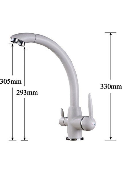 Mutfak Evye Bataryası Dual Flow Su Arıtma Çıkışlı Yeni Tasarım Parlak Beyaz Renk