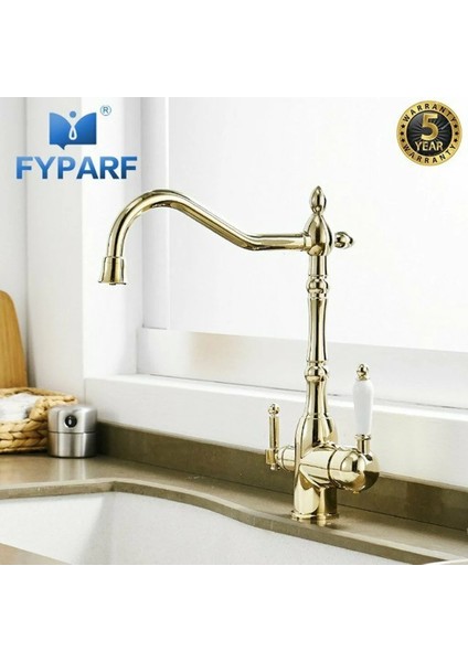 Mutfak Evye Bataryası Dual Flow Su Arıtma Çıkışlı Yeni Tasarım Altın Dore 5 Yıl Güvenceli Ithal