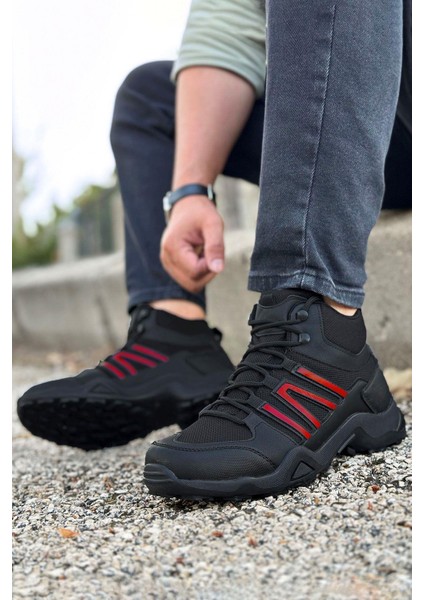 Siyah Kırmızı Outdoor Trekking Erkek Spor Bot