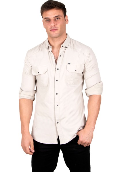 Likralı Ince Fitilli Çıtçıtlı Çift Cepli Kot Gömlek 2300421 fiyatları