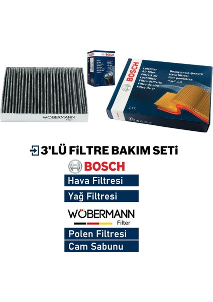 Wöbermann+Bosch Skoda Scala 1.0 Tsi Filtre Bakım Seti 2020-2024 3k