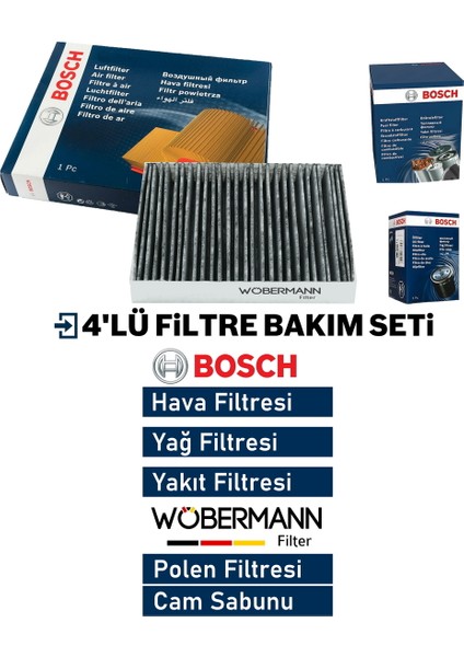 Wöbermann+Bosch Renault Clio 3 1.5 Dci Filtre Bakım Seti 2005-2012 4K
