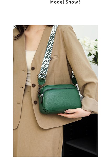 Kadınlar Için Ilk Katman Inek Derisi Çanta 2023 Yeni Moda Basit Çakıllı Omuz Çantası Doku Hakiki Deri Crossbody Küçük Kare Çanta (Yurt Dışından)
