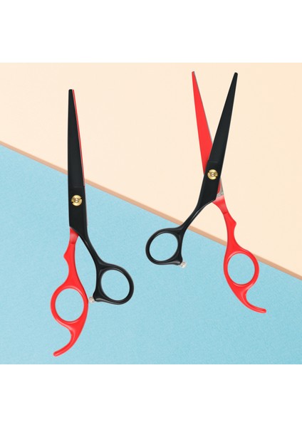 Profesyonel Berber Kuaför Makası Düz Uçlu 6.5 inç Saç Kesim Makası Red Black Hair Style XLQ509A fırsatları