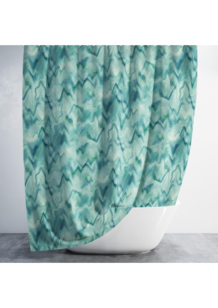 Banyo Duş Perdesi Mermer Desen Yeşil Dijital Baskılı Banyo Perdesi, Tek Kanat C HALKALI-180X200 cm fırsatları
