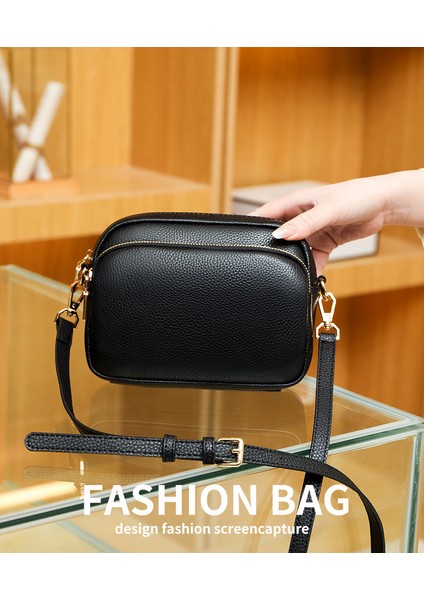 Moda Hakiki Deri Bayan Çapraz Omuz Çanta Sokak Trendi Basit Tek Omuz Küçük Çanta Ilk Kat Inek Derisi Seyahat Alışveriş Küçük Kare Çanta (Yurt Dışından) indirimleri
