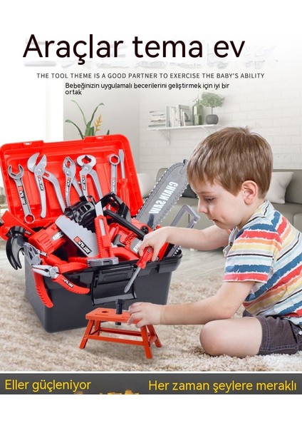 Çocuk Alet Kutusu Bebek Simülasyon Aracı Onarım Aracı Elektrikli Matkap Tornavida Aracı Ev Oyuncak 56 Set (Yurt Dışından)