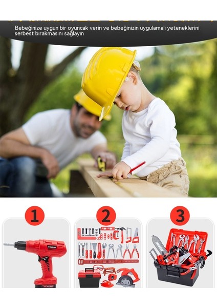 Çocuk Alet Kutusu Bebek Simülasyon Aracı Onarım Aracı Elektrikli Matkap Tornavida Aracı Ev Oyuncak 56 Set (Yurt Dışından)