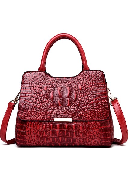 Bayan Çanta 2023 Yeni Avrupa ve Amerikan Retro Timsah Desen Büyük Kapasite Basit Atmosfer (Yurt Dışından)