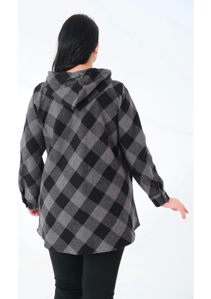 Ekose Kapüşonlu Dokuma Büyük Beden Oduncu Gömlek Hırka Gizli Cep modelleri