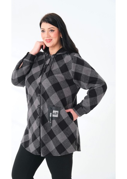 Ekose Kapüşonlu Dokuma Büyük Beden Oduncu Gömlek Hırka Gizli Cep fırsatları