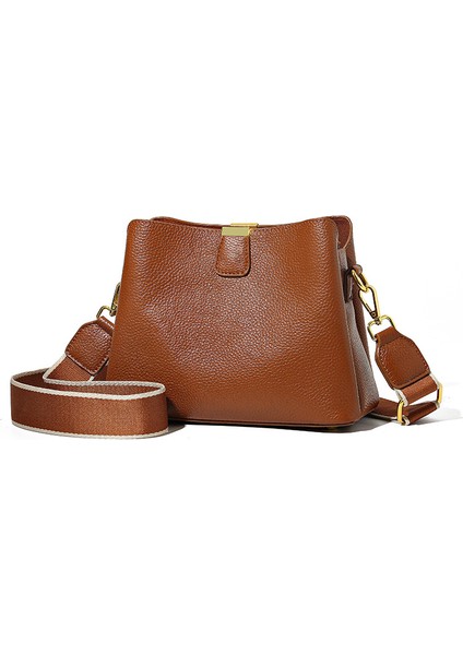 Kadınlar Için Hakiki Deri Kova Çanta 2023 Yeni Moda Çanta Moda Ilk Katman Inek Derisi Omuz Crossbody Çanta Üst Düzey Çanta (Yurt Dışından)