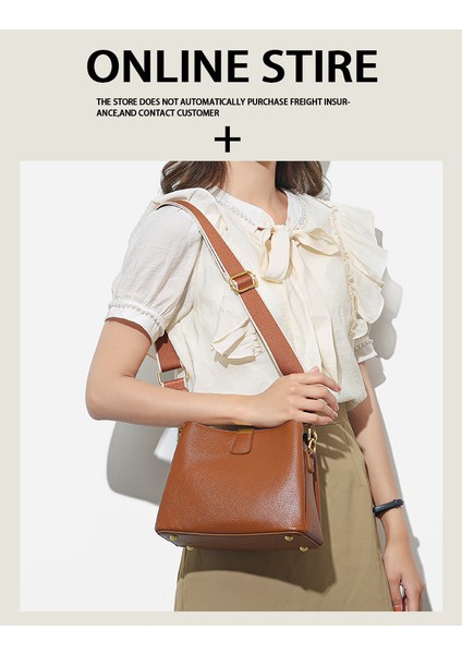 Kadınlar Için Hakiki Deri Kova Çanta 2023 Yeni Moda Çanta Moda Ilk Katman Inek Derisi Omuz Crossbody Çanta Üst Düzey Çanta (Yurt Dışından) fırsatları