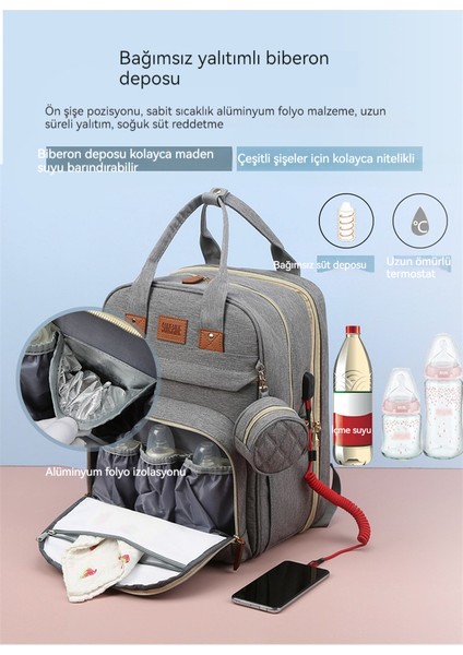 Bebek Karyolası Anne Çantası Çok Fonksiyonlu Güneşlik Cibinlik Bebek Çantası Yatak USB Şarj Anne Çantası (Yurt Dışından) modelleri