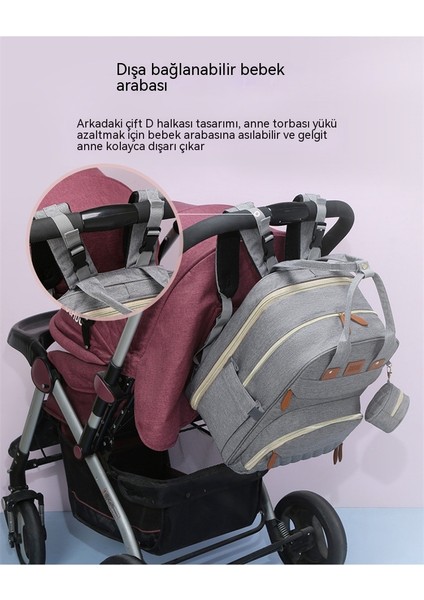 Bebek Karyolası Anne Çantası Çok Fonksiyonlu Güneşlik Cibinlik Bebek Çantası Yatak USB Şarj Anne Çantası (Yurt Dışından) fırsatları