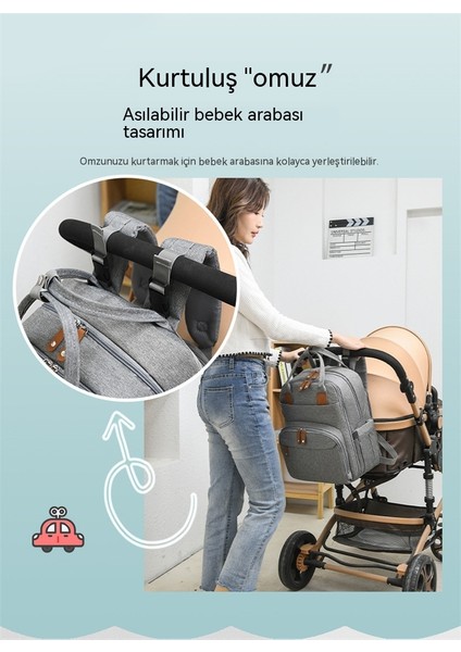 Yeni Mumya Çanta Yatak Katlanır Çok Fonksiyonlu Beşik Uzun Sürüm Anne ve Bebek Çanta Yatak Cibinlik Büyük Kapasiteli USB Şarj (Yurt Dışından) fiyatları