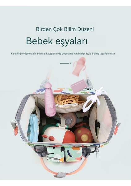 Yeni Mumya Çanta Çiçek Renkli Çift Omuz Anne ve Bebek Çanta Kompozit Kumaş Su Geçirmez Çiçek Depolama Süt Çanta Büyük Kapasiteli Hafif ve Çok Fonksiyonlu (Yurt Dışından) modelleri