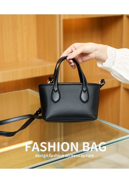 Deri Kadın Çanta Çanta Yeni Kore Sürümü Birinci Katlı Deri Moda Tote Çanta Kadın Tek Omuz Crossbody Çanta Kova Çanta Gelgit (Yurt Dışından) fırsatları