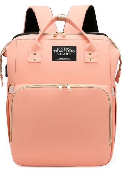 Anne Çantası Çok Fonksiyonlu Katlanabilir Beşik Anne Bebek Çantası Yatak Güneşlik USB Su Geçirmez Beşik Anne Çantası (Yurt Dışından)