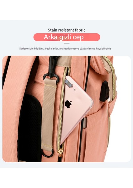 Anne Çantası Çok Fonksiyonlu Katlanabilir Beşik Anne Bebek Çantası Yatak Güneşlik USB Su Geçirmez Beşik Anne Çantası (Yurt Dışından) modelleri